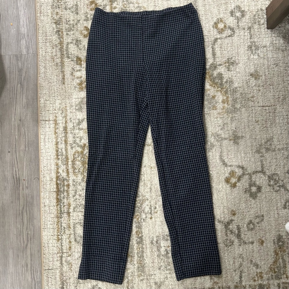 J. Jill Women’s Black Plaid Ponte Slim Leg Pull On Pants